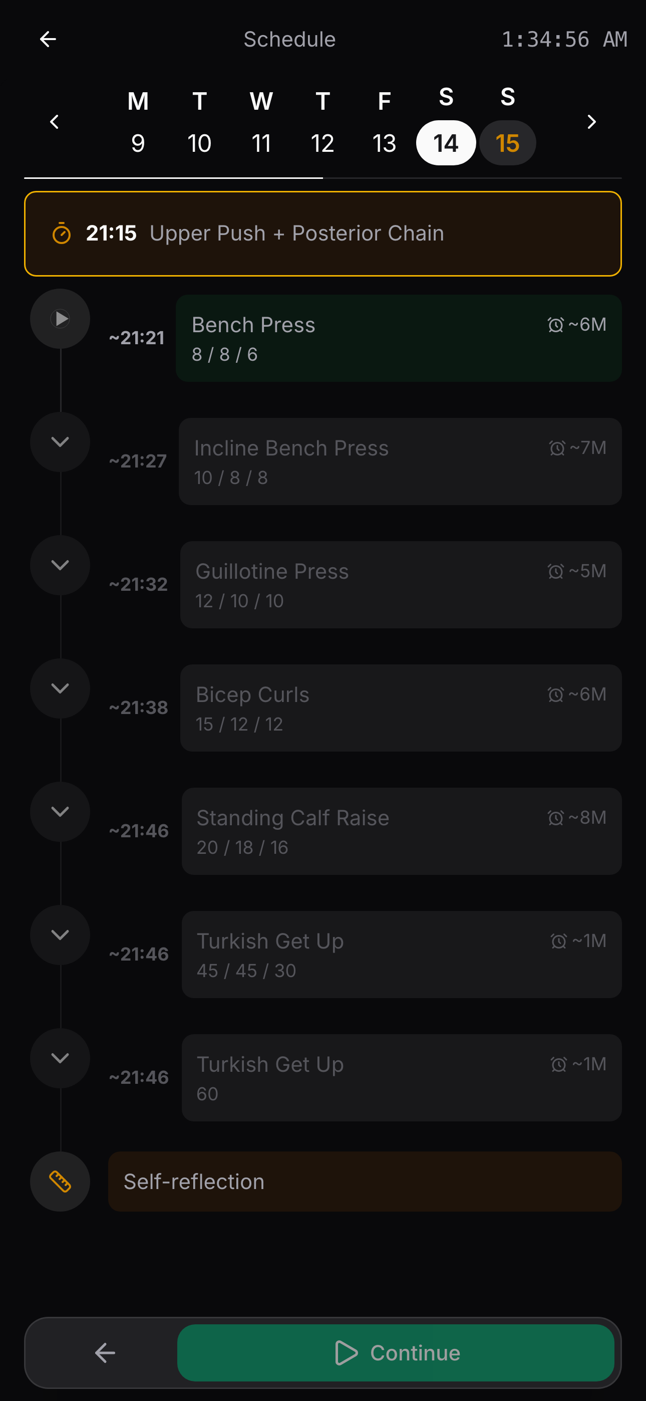 Detailed training plan view with exercises and coaching context